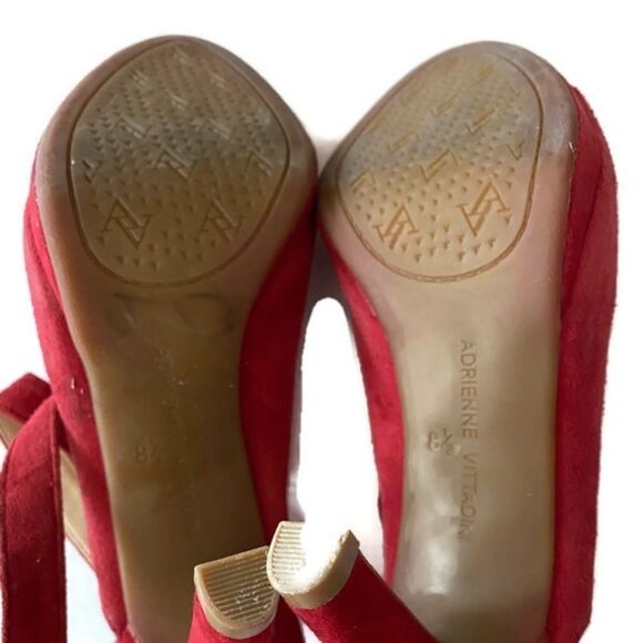 Adrienne Vittadini Red Suede Leather Heels 8.5 - Picture 7 of 7